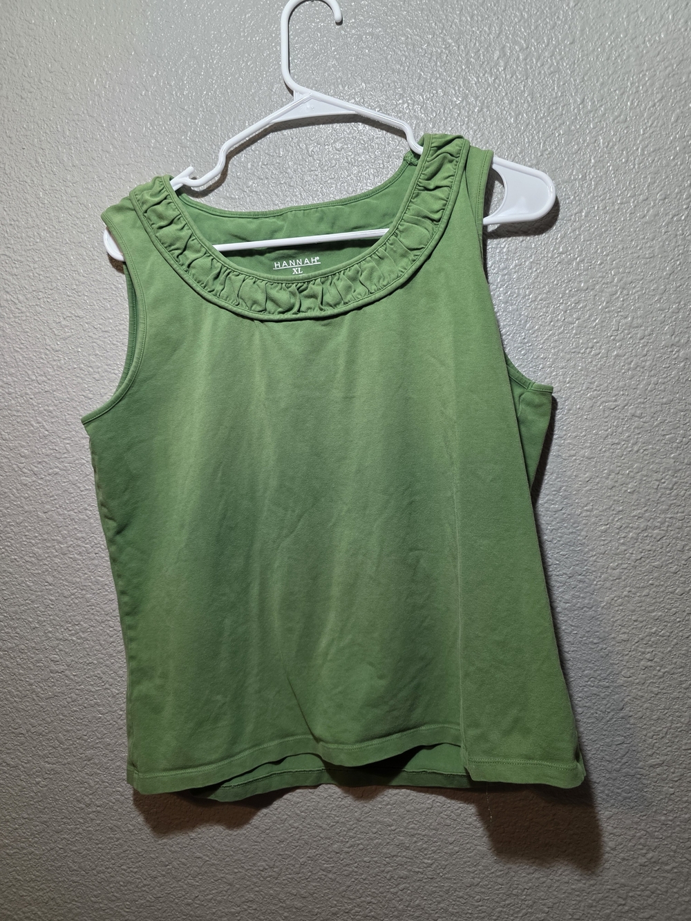 HANNAH Sleeveless Ruffle-Trim Tank Top in Green
